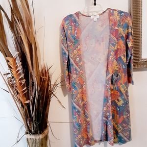 Lularoe Sarah geometric dusty cardigan size 12